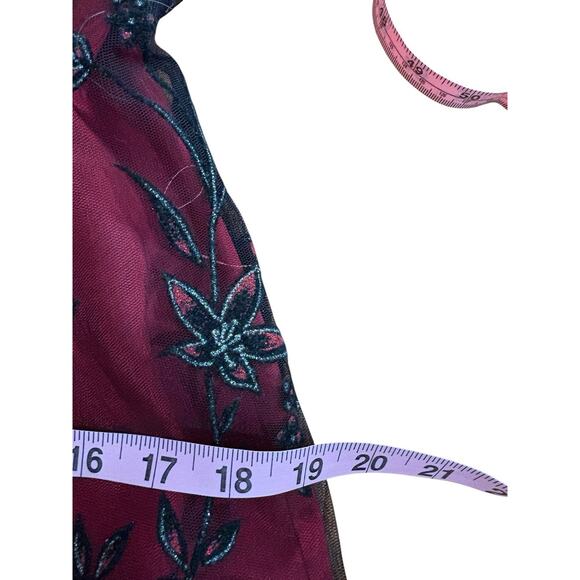 Vtg 90s Virgo Dress Sz 6P Flocked Velvet Red Black Dress Titanic Whimsy Goth - Picture 13 of 15